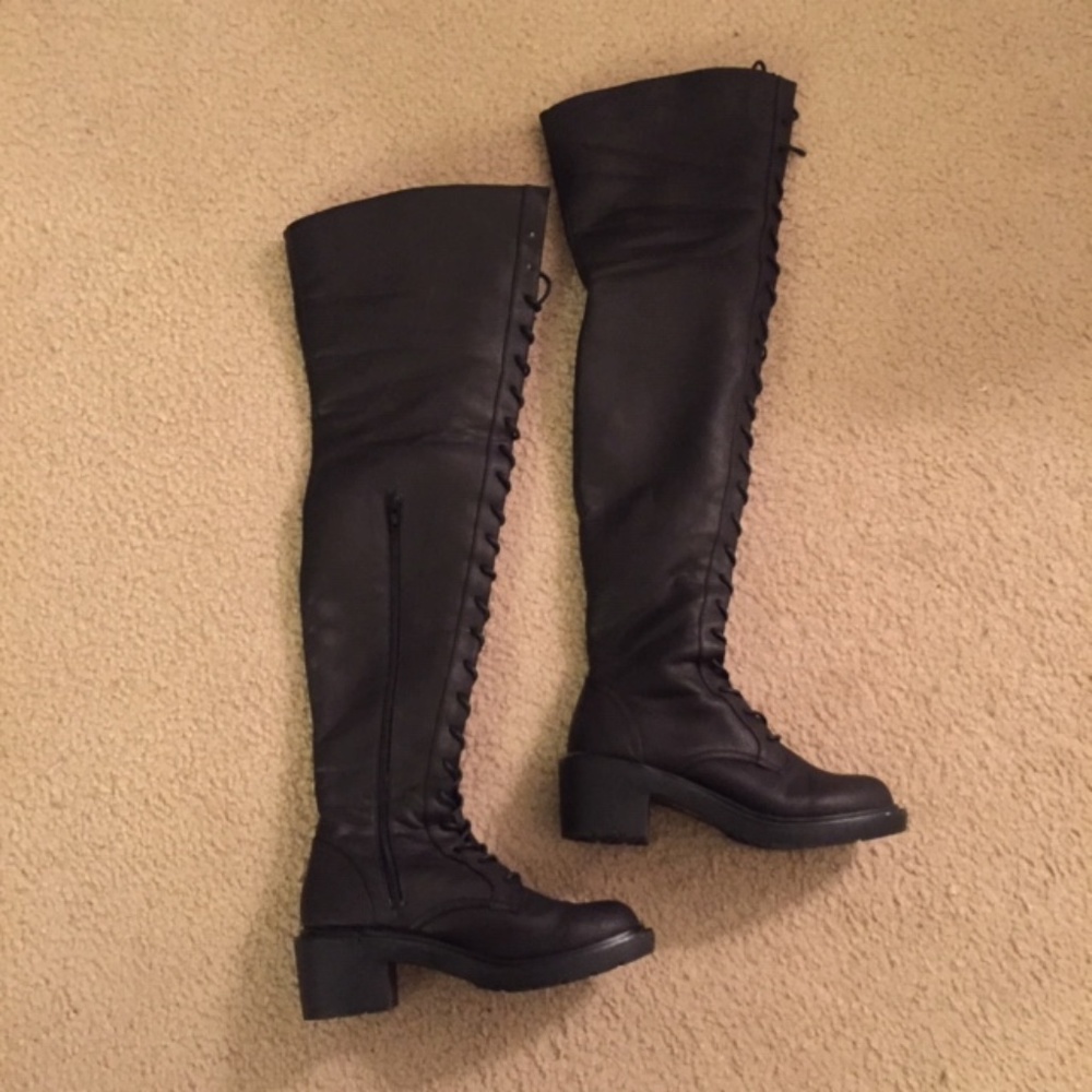 Nastygal Over the Knee Thigh High Boots Black 8.5